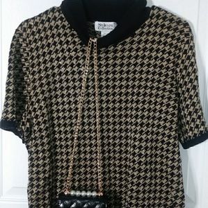 Houndstooth Mock Neck Shirt